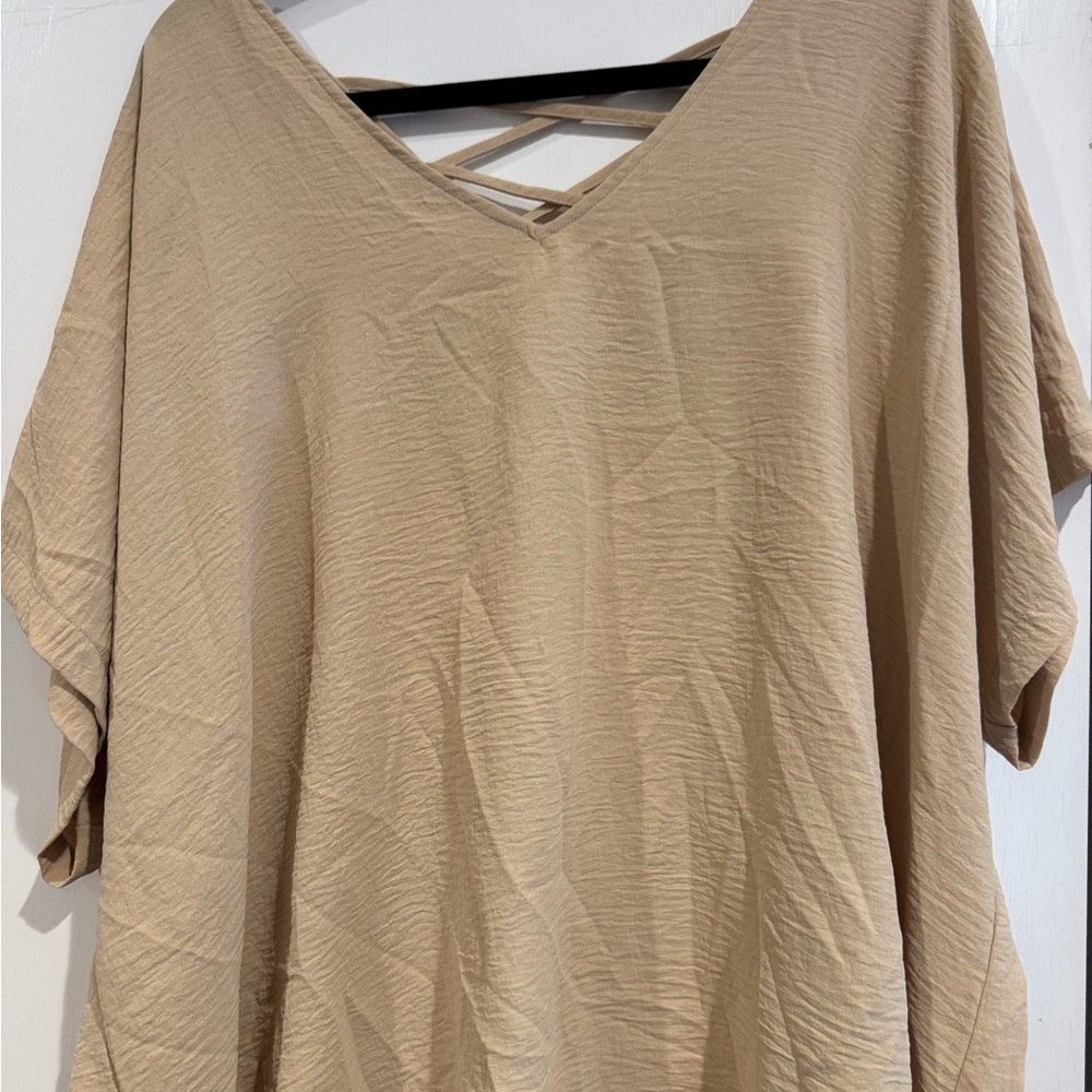 Cato Cross Back Tan Blouse